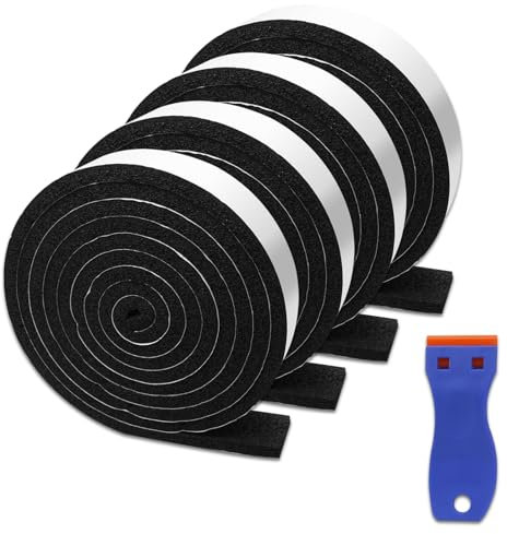 DERJDISF Schwarz Dichtungsband – 5 Rollen Dichtband 2m Dichtungsband Selbstklebend, mit Kleinem Schaber, für Kochfelder Montageband, Keramikkochfeld Dichtungsband(0,28'' Breit, 0,08'' Dick