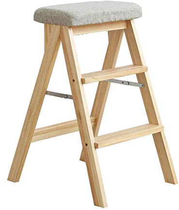 Solid Wood Steps Multifunction Ladder Stool Folding Kitchen Library Desk 3-Step Desk Mini Ladder Step (4 Colors)/Grey