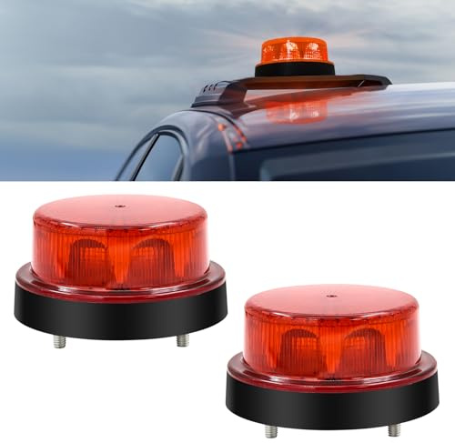 Biqing 2PCS Gyrophare LED 12V-24V, Rond Stroboscopique Signalement d'avertissement Lumières 2 Modes de Flash Strobe Beacon Light Pour Voiture Véhicule Camion Remorque Van (2, Rouge)