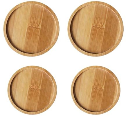 4 bandejas redondas, bandeja para taza de té, posavasos de madera, bandeja para vajilla, portavelas perfumadas, platillo simple, portavelas de bautizo (8 cm, 10 cm)