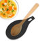 CHEFZOCO Soporte Reposa Cuchara Silicona Para Cocina, Reposacucharas de silicona, Soporte para cubiertos de cocina, Apoya utensilios de Encimera, Porta cucharas de silicona, Libre BPA, Negro