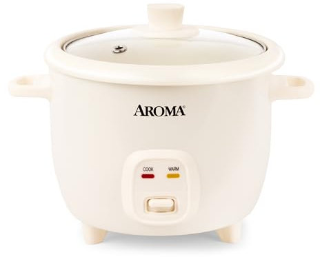 AROMA CoreCoat - Olla de arroz estilo olla con control de un solo toque y revestimiento de cerámica antiadherente (6 tazas cocidas, 3 tazas sin cocinar)