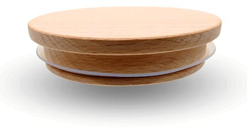 Holzdeckel mit Dichtung - Buche, Holzdeckel für ein Glas, Deckel Aus Holz, Holz Deckel (92/78mm)
