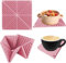 4PCS Silicone Pot Holders, 2-in-1 Trivet and Pot Holder 6.5in Foldable Hot Pads for Kitchen Non-Slip Hot pots Cup Coasters, Pink