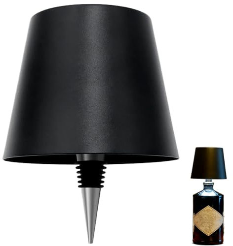 Wireless Bottle Lamp,3 Color Rechargeable Wine Bottle Lights Kit for Liquor Bottles Battery Operated Rechargeable Table Lamp Shade for Restaurant, Home, Bar, Home, Office, Christmas (Black)