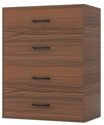 COSTWAY 2 er Set Kommode mit 2 Schubladen, Schubladenschrank stapelbar, Sideboard aus Holz, Aufbewahrungsschrank Schubladenkommode für Wohnzimmer, Büro, Schlafzimmer, 60 x 34 x 38 cm (Walnuss)