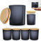 Lot de 6 pots à bougies vides en verre de 200 ml avec couvercles en bambou, parfaits pour la fabrication et le rangement de bougies (gris)