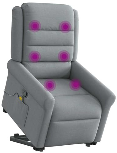 vidaXL Massagesessel mit Aufstehhilfe Hellgrau Stoff