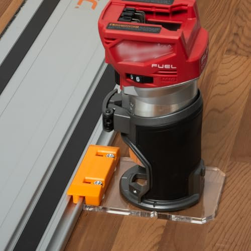 POWERTEC 72026 - Guide Rail Adapter for Milwaukee M18 Fixed Base Routers - Compatible with Powertec, Makita, Festool, Milwaukee, Kreg ACS, Wen, Triton and Ridgid Guide Rails