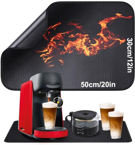 Alckijy Tapis résistant à la Chaleur, 30 x 50cm en Fibre de Verre Silicone pour Table, Tapis résistant au feu pour cafetière, Tapis résistant à la Chaleur pour friteuse à air, Antidérapant étanche