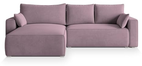 Masseno Ecksofa FORIL mit Schlaffunktion L-Form, Modern Sofa mit Bettkasten, Wohnzimmersofa, Couch, Soffa, Bettsofa, Couchgarnitur - Flieder, Monolith 62