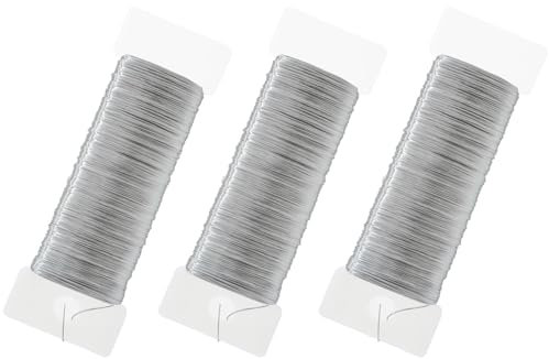 GWJX Filo per bricolage, sottile, 3 rotoli di filo per il fai da te, per la creazione di gioielli, filo di fiori, per fiori, bouquet, avvolgiceli (60 m/argento)