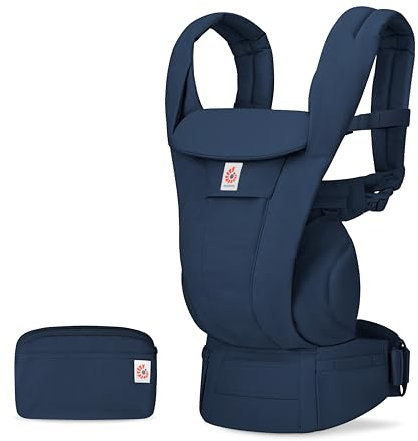 Ergobaby Omni Deluxe Porte-bébé tout-en-un pour les nouveau-nés dès la naissance jusqu'à 20kg, porte-bébé ergonomique en coton 4 positions, dorsal, porte-bébé de voyage, Midnight Blue