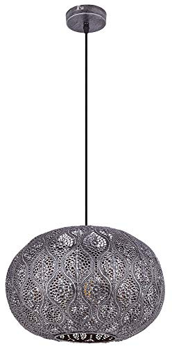 Pendellampe Esstisch Hängeleuchte Orientalisch LED Wohnzimmerlampe silber, Metall Dekorstanzungen, 1x LED 7W 806lm 2700K warmweiß, DxH 30x120 cm