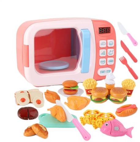 Microwave Toys, Microwave Fun Play Light Toy and Sound | Battery Operated Microwave Toy Kitchen Games Set Battery Operated Kitchen Toys jueg