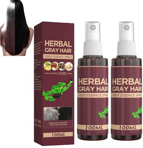 Herbal Gray Hair Spray, Hair Darkening Conditioner, Herbal Gray Hair Essence Spray Kräuter-Haarspray für Graues Haar (2)