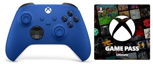 Xbox Manette sans Fil - Shock Blue PourSeries X, Series S, One, Windows 10 & 11, Android et iOS + Game Pass Ultimate - 3 Mois Abonnement