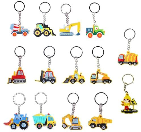 Diyxisk Porte Clef, 14 Pièces Tracteur Lot Porte Clé, IntéRessant Keychain, Lot Cadeau Anniversaire Enfant, C'est un Cadeau pour les Amis, la Famille, les Passionnés de Tracteurs