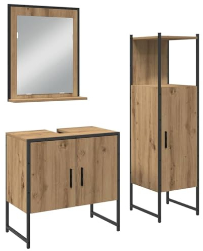 vidaXL 3-piece bathroom cabinet set made of artisan-oak, wood material