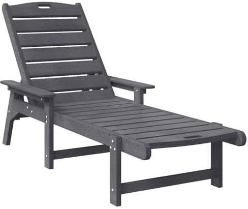 vidaXL Sun Lounger Set of 2 Light Grey 162 x 53 x 98.5 cm HDPE Light Grey 53 x 162 x 98.5 cm HDPE