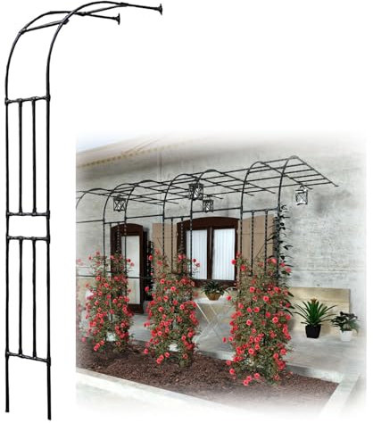 Demi-Arche de Jardin en métal pour Plantes grimpantes et vignes, pergola en Treillis Noir de 2 m x 3 m, idéale pour la décoration de fête en extérieur et en intérieur.
