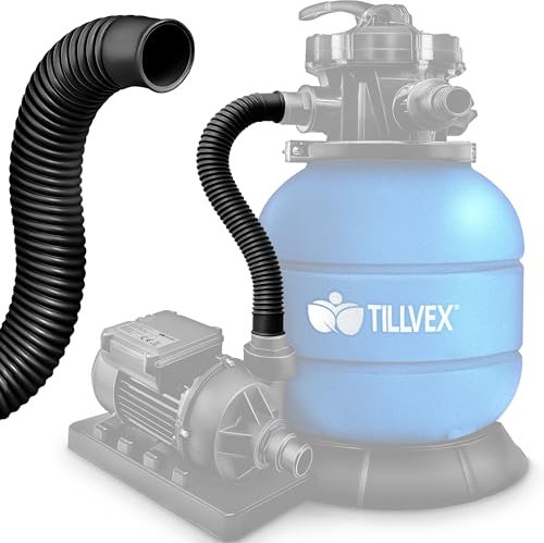 tillvex Druckschlauch für Sandfilteranlagen 78cm / 38mm | Saug-Druckschlauch Pool Pumpe | Poolschlauch Anschlussschlauch Filteranlage 1 1/2 Zoll | Pool Pumpenschlauch (Schwarz)