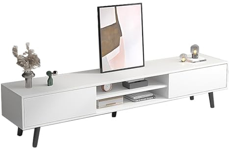 HBHXDZ Light Luxury TV Stand, Slate Countertop TV Consoles for Living Room, Smooth and Wear-Resistant, Television Stand with Drawers and Display Rack Storage(White,70.9in/180cm)