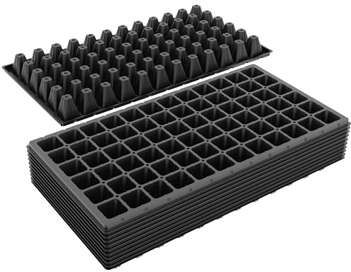 Gardzen 10 Pack 72 Cell Seed Starter Trays, 1.75 Deep Plug Tray for Seedlings, Thick Seedling Trays with Drainage Holes