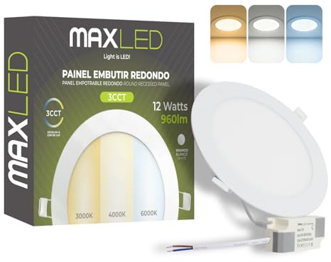 Maxled, Light is Led! 12W LED Einbaustrahler 230V Ø170mm,960LM Spots Deckenleuchte Nicht Dimmbar 3000K-6000K Warmweiß Neutralweiß Kaltweiß Flach Deckenspots Einbauleuchten Lochmass Φ155mm Aluminium