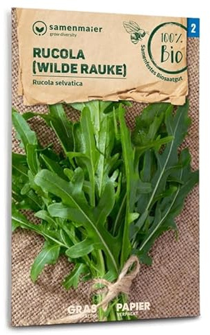 BIO Rucola (Wilde Rauke) Samen - mehrjährig mit pfeffrig-würzigem Geschmack - Rucola selvatica - Aussaat ganzjährig - 0,2 g - Samen Maier