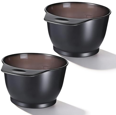 Qulkws 2 Pcs Hairs Dye Bowles Hair Color Bowl Plastic Hair Color Mixing Tint Bowls Applicator Bowls Hairs Dyeing Coloring Tools for Salon (Transparent Black)