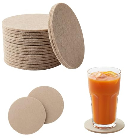 KHstylehoo 30 Stück Filzuntersetzer Rund – Hochwertige Filz Untersetzer für Gläser, Perfekte Glasuntersetzer und Tischuntersetzer aus Filz, Filzunterlage für Bar Gläser Becher(Beige)