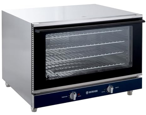 GastroHero Heißluftofen, 4 Böden, 400 V, Edelstahl HLOE411 | 110 L, +70 °C bis +250 °C, Timer 0-120 Minuten, 4 Gitter für EN 600 x 400 oder GN 1/1 Behälter