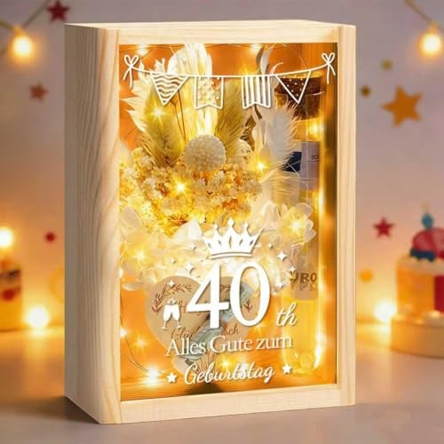 40 Geburtstag Frauen Männer Geldgeschenke， LED Deko 40. Geburtstag Frauen Mann Geschenkbox，Geldgeschenke Verpackung Geschenk 40Geburtstag Frau Mann Für Tochter,Sohn,Schwester (40)