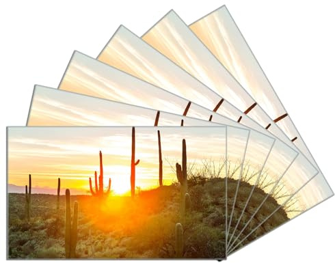 Wallario 6er Set Frühstücksbrettchen aus Glas, Glasunterlage, Glasbrettchen Sonnenaufgang in der Wüste, Größe 14 x 23 cm, Sicherheitsglas