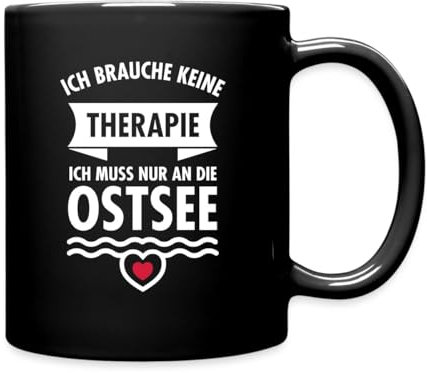Spreadshirt Ostsee statt Therapie Spruch Tasse Einfarbig, One size, Schwarz