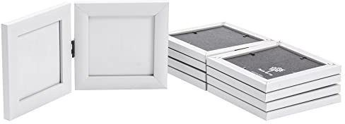 Nicola Spring Folding 2-Photo Frames - Fits Photo Size 4 x 4 (10 x 10cm) - Pack of 5 - White Picture Frame Small Square Photo Frame with Stand Freestanding Photo Certificate Display Poster Frame