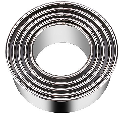 KSPOWWIN Lot de 5 Emporte-Pièces Ronds Cercle en Acier Inoxydable de Tailles Graduées pour Pâtisseries, Donuts
