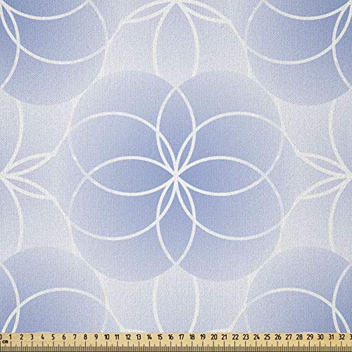 ABAKUHAUS Blau Stoff als Meterware, Blume des Lebens Kunst, Microfaser Stoff für Dekoratives Basteln, 1M (230x100cm), Hellblau