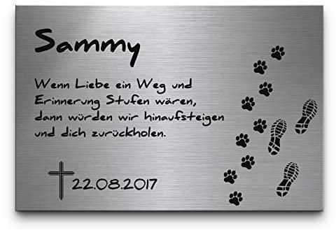 CHRISCK design Gedenkstein Grabstein aus V2A Edelstahl Grabplatte mit Gravur 30x20 cm Gedenktafel für Menschen oder Haustiere Hund Katze personalisiert Gedenkplatte Grabschmuck Andenken wetterfest