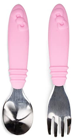 Bumkins - cuillère et fourchette en silicone et acier inoxydable - Hello Kitty