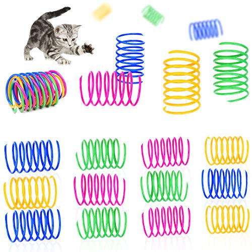 GLOBALDREAM ASFINS Katzenfeder, 36 Stück Cat Spring Spielzeug Bunte Spirale Katzen Spielzeug Kunststoff Spiralfedern für Katze Kätzchen Haustiere Neuheit Geschenk