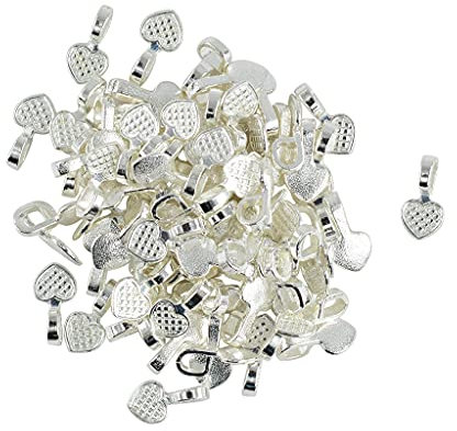 sharprepublic Glue On Heart Bail Finding 16mm Silver Plated Jewellery DIY Tag Cabochon Pendant Making Findings - 100pcs