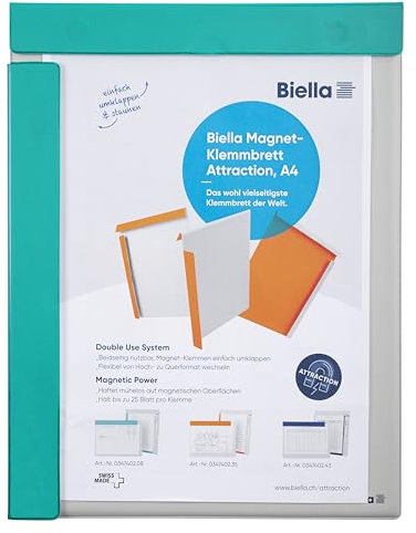 Exacompta 19393E Magnet-Klemmbrett 25 x 32,5 cm für DIN A4, türkis, ideal für Inventur und Lagerwirtschaft