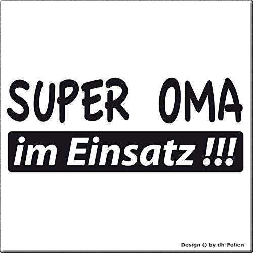 cartattoo4you® AK-00629 | SUPER OMA IM Einsatz | K-Serie | 20 x 8 cm | schwarz |glänzend|in 24 Farben erhältlich, Autoaufkleber Aufkleber Car Sticker Heckscheibe Spruch Opa Enkel