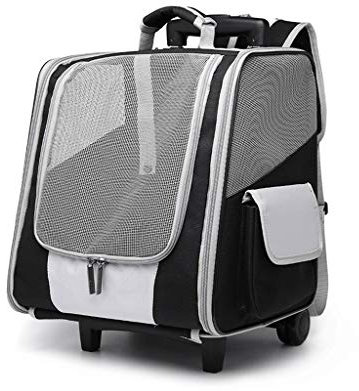 Hundetrolley Hunderucksack, Multifunktions Transportbox mit Rollen für Kleine Hunde, Faltbarer Spielraum-fördermaschine Rucksäcke für Kleine Hunde und Katzen (Color : Black)