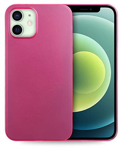 doupi UltraSlim Hülle kompatibel für iPhone 12 mini (5,4 Zoll), Ultra Dünn Fein Matt Handyhülle Cover Bumper Schutz Schale Hard Case Taschenschutz Design Schutzhülle, pink