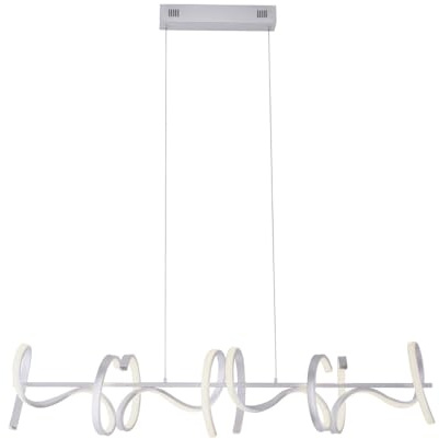 LeuchtenDirekt LED Pendelleuchte silber geschwungen, dimmbar warmweiß | Wohnzimmer, Deckenleuchte, Dimmer