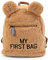 Childhome, Rucksack für Kinder, Baby, Schule, Kindergarten, Krippe, zwei Fächer, geeignet für Lunchbag/Flasche, abnehmbare Sicherheitsschnalle, wasserabweisend, My First Bag, Teddy beige