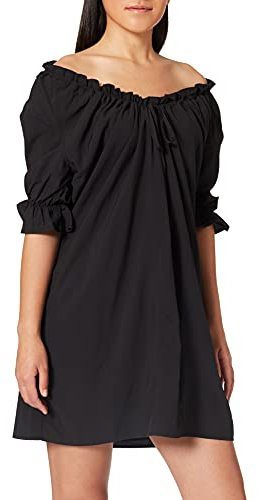 NA-KD Women's Drawstring Neck Dress Casual, Black, EU 42